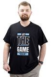 Mode XL Büyük Beden Erkek Baskılı T-Shirt BEGIN U24056 Siyah