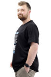 Mode XL Büyük Beden Erkek Baskılı T-Shirt BEGIN U24056 Siyah