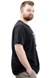 Mode XL Büyük Beden Erkek Baskılı T-Shirt BEGIN U24056 Siyah
