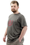 Mode XL Büyük Beden Erkek Tişört Baskılı Pamuklu Bisiklet Yaka T-Shirt SPIRAL U24065 Haki