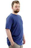Mode XL Büyük Beden Erkek Tişört Baskılı Pamuklu Bisiklet Yaka T-Shirt NYC U24068 İndigo