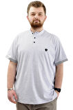 Mode XL Büyük Beden Erkek Tişört Düğmeli Hakim Yaka T-Shirt U24339 Grimelanj
