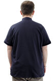 Mode XL Büyük Beden Erkek Tişört Düğmeli Hakim Yaka T-Shirt U24339 Lacivert