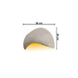 Fiberglass Duvar Apliği E14 Duylu  - 36x24 cm, Traverten Görünümlü Beton Grisi