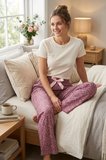 Kadın Viskon Pijama Altı Rahat Kesim Fiyonk Bağcıklı Bel