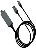 HDMI Apple Android Type-C Giriş Uyumlu 4K 60Hz HDTV Görüntü Aktarım Kablosu Projektör Dönüştürücü