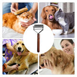 TechTic Evcil Hayvan Tarağı Çift Taraflı Kedi Köpek Kıtık Tüy Topak Açıcı Metal Dişli Ahşap Saplı