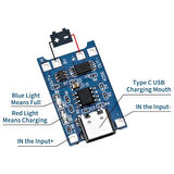 TP4056 18650 Lityum Pil Şarj Modülü USB Tip-C