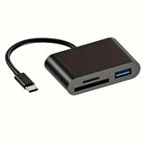 Usb Type-C To SD Micro SD TF Kart Okuyucu ve USB Çevirici 3 in 1 Dönüştürücü Adaptör