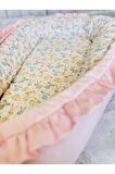 Baby Nest Tavşanlar Fırfırlı Ortopedik Çift Taraflı Bebek Yatağı Anne Yanı Bebek Yatağı