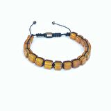 Damla Kehribar Küp Kesim Makrome Bileklik / Sertifikalı