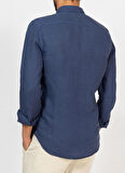 Mr. Mood Standart Düğmeli Yaka Lacivert Erkek Gömlek Mr Linen Shirt