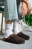 Kadın Mantar Taban Eva Kışlık Önü Kapalı Keçe Sabo Outdoor Günlük Rahat Ev Sandalet Flat Terlik