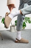 Kadın Mantar Taban Eva Kışlık Önü Kapalı Keçe Sabo Outdoor Günlük Rahat Ev Sandalet Flat Terlik