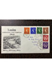 İngiltere London İnternational Stamp Exhibition Kraliçe Pullu 1960 Özel gün Damgalı Zarf Uluslarara
