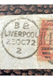 İngiltere Klasik Dönem 1872 Victoria Red Penny Pul Liverpool çıkışlı Damgalı (466) Fragman Nadir