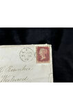 İngiltere Klasik Dönem 1869 Victoria Dönemi Red Penny Pullu Zarf postadan geçmiş Plate Number 110 H