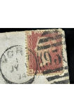 İngiltere Klasik Dönem 1874 Victoria Dönemi Red Penny Pullu Zarf postadan geçmiş Plate Number 34 H