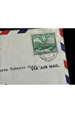 Uçak Postası Air Mail 1936 -1952 yılından British Guiana'dan Amerika'ya postalanmış 24 Cent Pullu