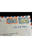 Uçak Postası Air Mail 1952 yılında Bahama'lardan İngiltereye postalanmış 4d ve 6d Cent Pullu