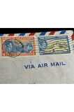 Uçak Postası Air Mail 1952 yılında Bahama'lardan İngiltereye postalanmış 4d ve 6d Cent Pullu