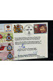 İngiltere Kraliyet Kraliçe Uçuşu İlk Gün Zarfı 1995 THE QUEENS FLİGHT FDC Islak İmzalı Limited 15