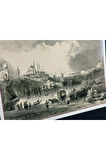 19. yüzyıl istanbul Thomas Allom Gravürü kartpostal Haliçten Süleymaniye Camii'ne bakış