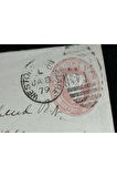 İngiltere Klasik Dönem 1879 Victoria Dönemi Pink Penny kendinden Pullu Antiye Zarf varış Damgalı