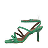 Kadın Yerhan Yeşil Kot Malzeme Sandalet 8 cm 9902