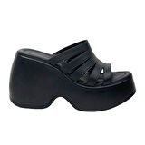 Kadın Gehma Siyah Bantlı Yüksek Topuk Platform Sandalet 10 Cm DLG11