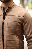 Erkek Su ve Rüzgar Geçirmez Slim Fit Astarlı Mevsimlik Süet Ceket