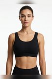 Büyük Beden Kalın Askılı Çıkarılabilir Pedli Fitilli Pamuk Büstiyer Bralet Atlet Spor Sütyen Crop Top Siyah Beyaz Ten
