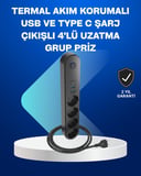 Akıllı Akım Dengelemeli 4 Lü Çoklu Priz Type-c Ve Usb Çıkışlı Diğer