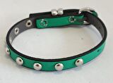 YEŞİL TAMAMEN TOP RİVETLİ SOFT 1 CM METAL TOKALI KEDİ TASMASI 