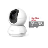 TP-LINK Tapo C200 Full Hd 1080P Gece Görüşlü Wi-Fi Kamera + Sandisk SDSQUNR-128G-GN6MN Microsd