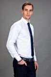Tudors Modern Slim Fit Dar Kesim Armürlü Erkek Göm