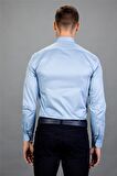 Tudors Slim Fit Dar Kesim Düz Saten Erkek Gömlek