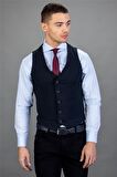 Tudors Slim Fit Dar Kesim Kendinden Desenli Erkek Yelek