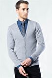Tudors Slim Fit Dar Kesim Düğmeli Düz Pamuk Erkek Hırka