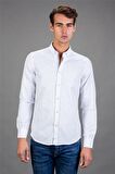 Tudors Slim Fit Dar Kesim Düz Spor Erkek Gömlek