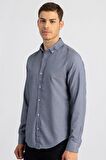 Tudors Slim Fit Dar Kesim Düz Spor Erkek Gömlek