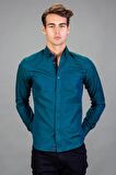 Tudors Slim Fit Dar Kesim Uzun Kol Poplin Oxford Erkek Gömlek