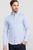 Tudors Slim Fit Dar Kesim Uzun Kol Poplin Oxford Erkek Gömlek