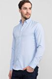 Tudors Slim Fit Dar Kesim Uzun Kol Poplin Oxford Erkek Gömlek