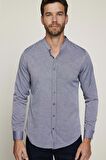 Slim Fit Hakim Yaka Pamuklu Kolay Ütü Erkek Gri Gömlek