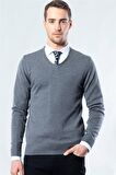 Tudors Slim Fit Dar Kesim V Yaka Pamuklu Erkek Kaz