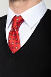 Tudors Slim Fit Dar Kesim V Yaka Kendinden Desenli Erkek Süveter