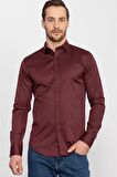 Tudors Slim Fit Dar Kesim Likralı Düz Saten Erkek Gömlek