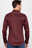 Tudors Slim Fit Dar Kesim Likralı Düz Saten Erkek Gömlek