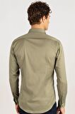 Tudors Slim Fit Dar Kesim Likralı Düz Saten Erkek Gömlek